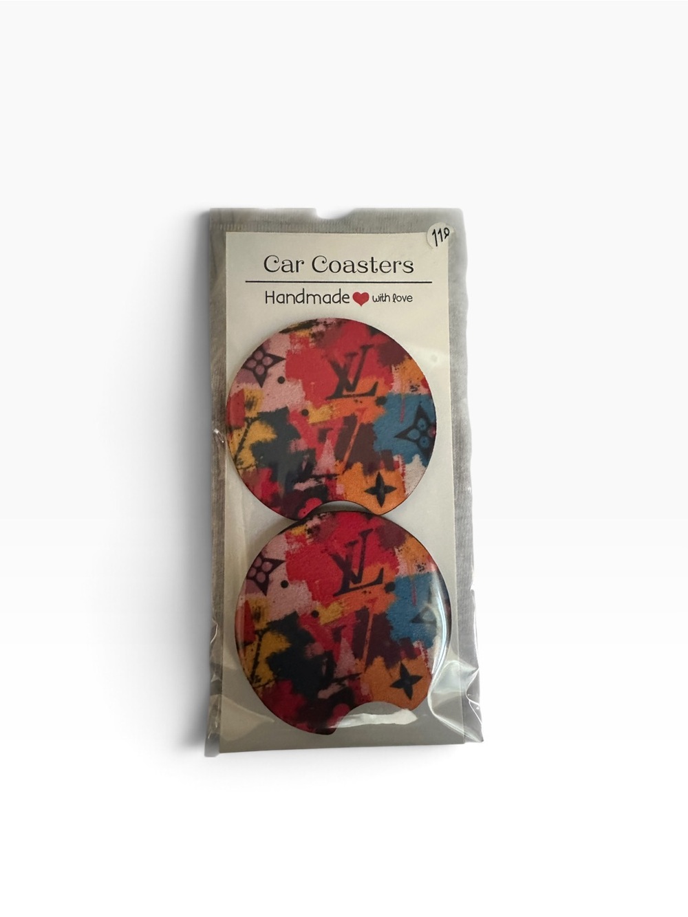 Handmade multi color with logo car coasters